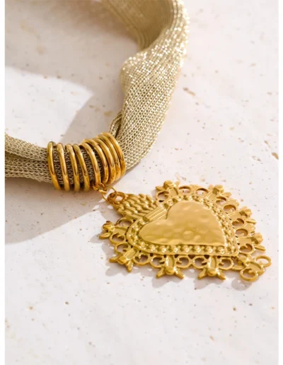 WP.Woven Chain Heart Necklace – Tender Warmth.9