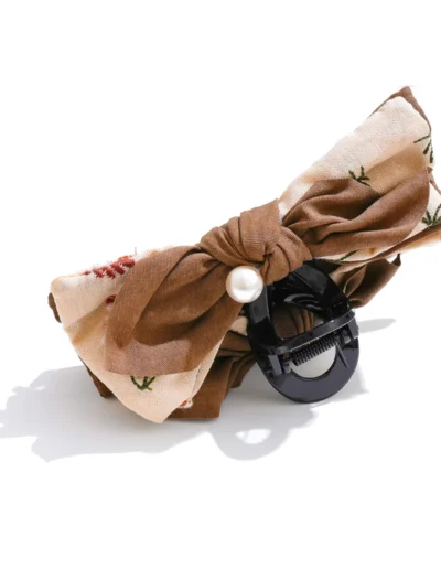 WP.Velvet Pearl Ribbon Hair Claw – Autumn Poise.7