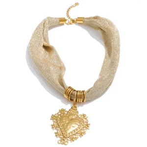 WP.Woven Chain Heart Necklace – Tender Warmth.11