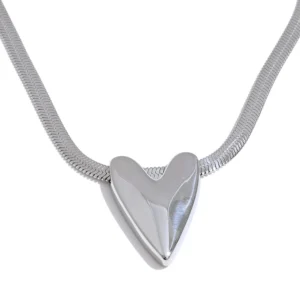 Platinum Sculpted Heart Necklace – Silent Promise